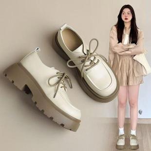 2厚流底增高百搭系带英伦尚风加绒小皮鞋 时潮乐鞋 女205秋冬新福款