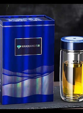 万象中国大陆推荐便携透明双层大容量男女士茶水杯v187