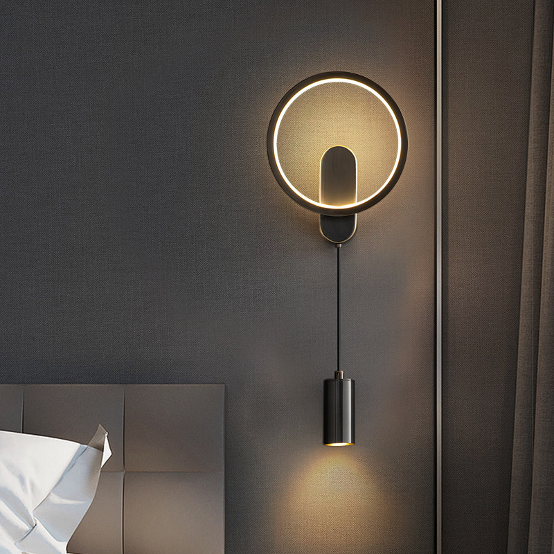 全铜壁灯免布线 线充电卧室床头灯2024新款轻奢客厅电视背景墙壁