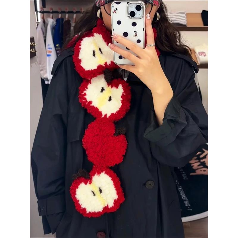 苹果围巾毛线手工diy编织