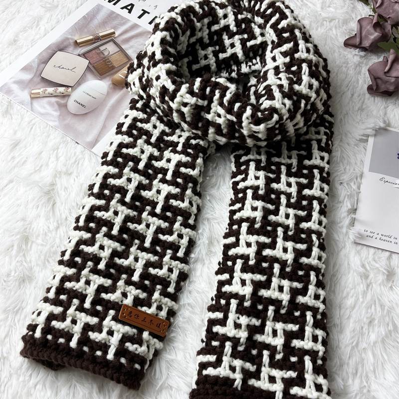 千鸟格手工围巾毛线材料