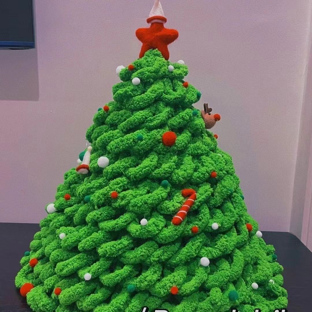 超粗冰岛毛线圣诞树大条绒编织围