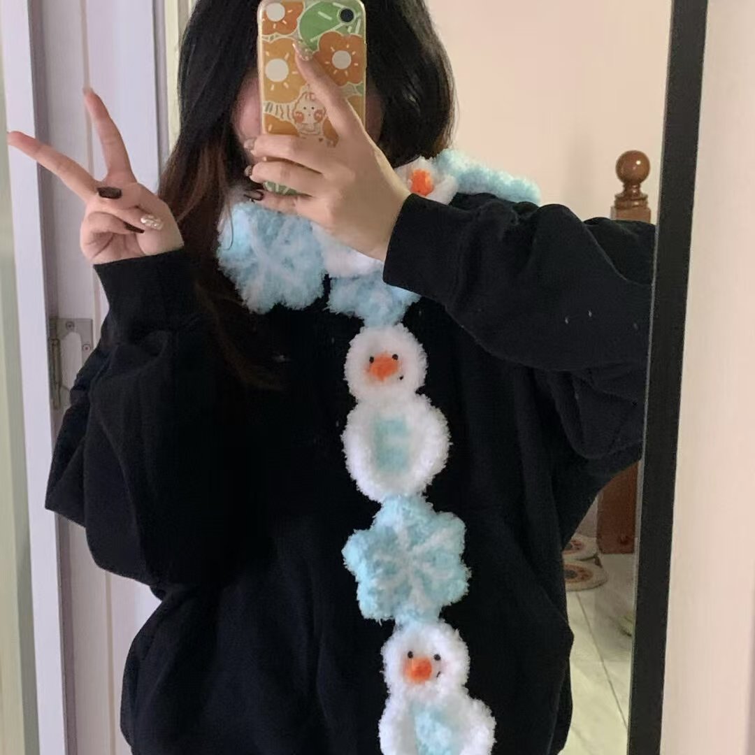 雪人围巾材料包手工diy毛