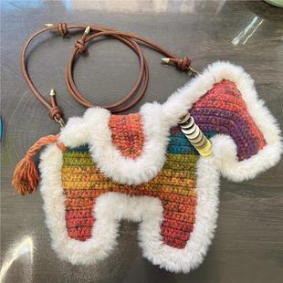 马上有钱小马包手工diy礼物手工编织包包钩织材料包毛线手工编织