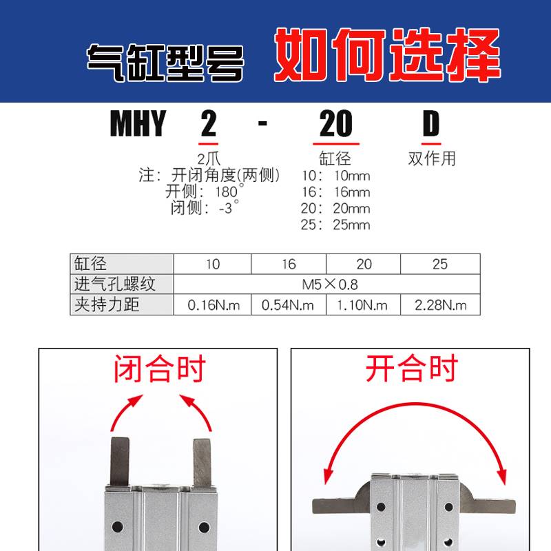 SMC小型气动手指气缸MHY2-10/1DD2/20D/25D/32D/40D/MHZ62/MHC2/S