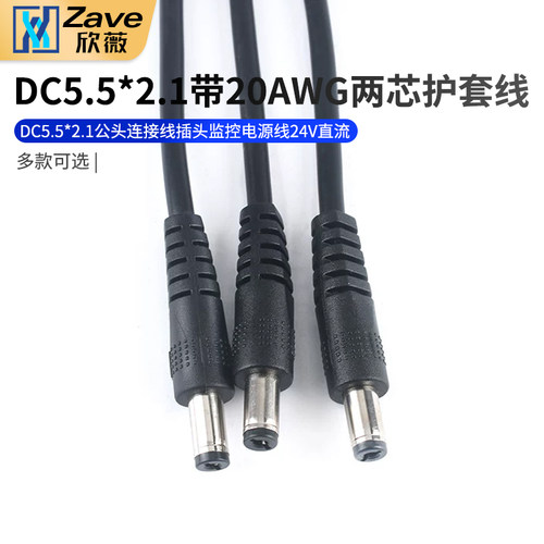 DC5.5*2.1公头带20AWG两芯护套线