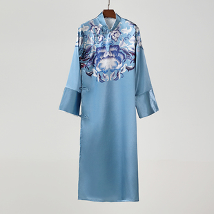 中式 长袍马褂相声大褂演出服 婚礼伴郎服兄弟团礼服中国风刺绣唐装