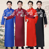 青堌集原创相声大褂演出服民国风唐装 长袍复古马褂男青年春秋长衫