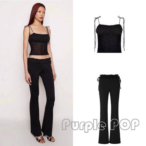 ?POP 买手店 Danielle Guizio jennie同款褶皱花边低腰长裤