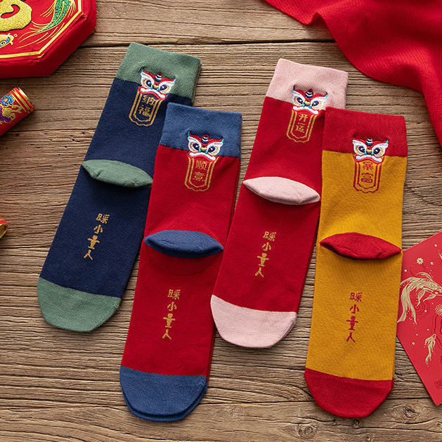 蛇年本命年红袜子棉袜男棉