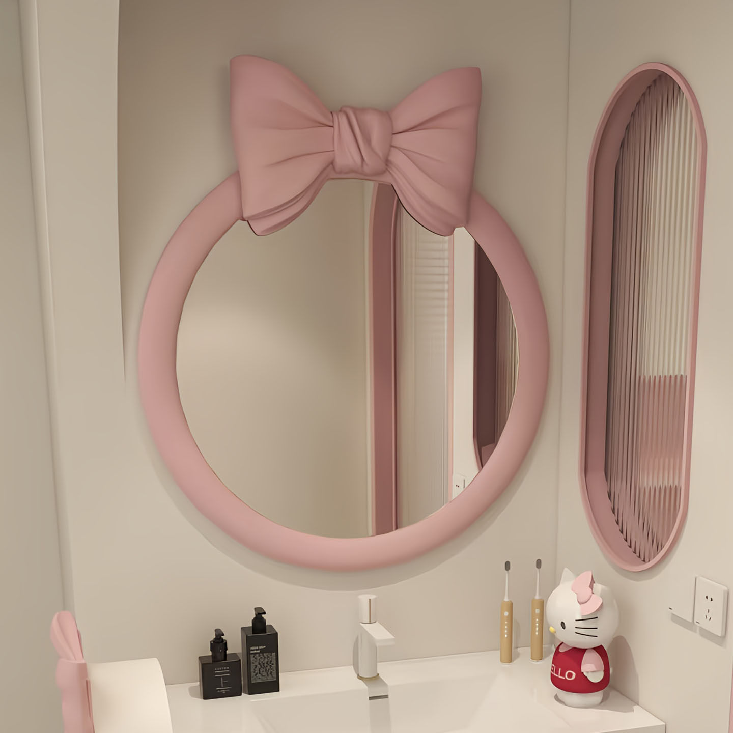 立体浴室镜子蝴蝶款造型洗脸镜墙面壁挂北欧粉色艺术规则化妆镜子,住宅家具,化妆镜,淘宝优惠券,粉丝福利购,淘宝优惠卷
