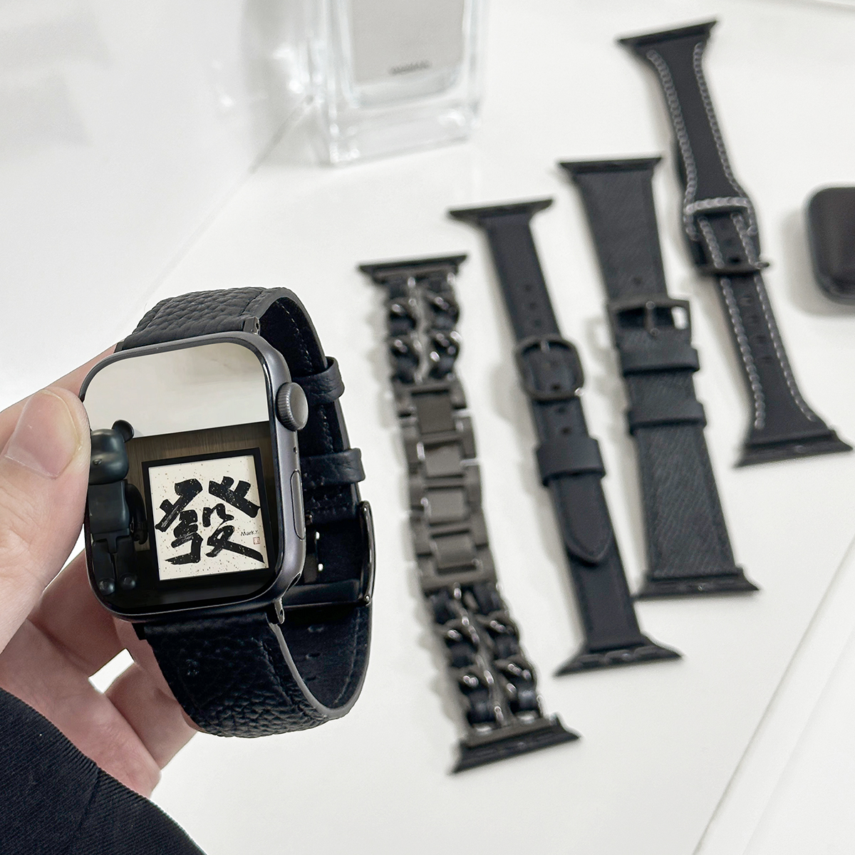 适用iWatch黑色合集经典皮表带