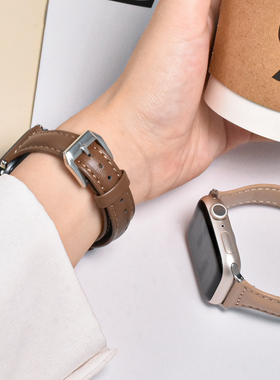 ProBefit适用applewatch小蛮腰皮质表带iwatchS11/9复古纤细皮表带S10苹果手表SE 8/7/6/5/4代真皮表带女秋冬