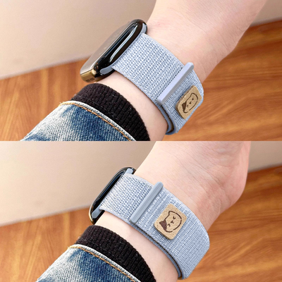 适用iwatch猫咪尼龙回环表带