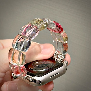 8串珠透明彈力手鏈蘋果手表SE 琉璃水晶 適用applewatchS11表帶人造水晶iwatch9 高級(jí)感創(chuàng)意腕帶 765新中式