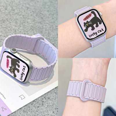 适用iWatch亲肤硅胶磁吸表带
