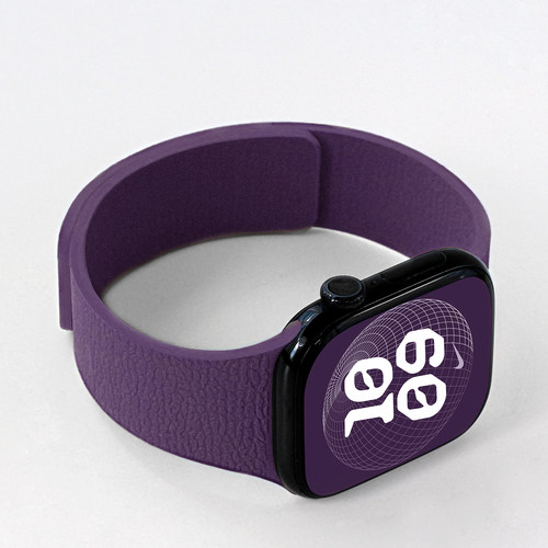 适用iWatch荔枝纹硅胶磁吸表带