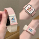 适用苹果手表S11腊肠狗拼色回环魔术贴表带iwatch10 SE双节尼龙编织applewatch撞色小狗运动透气腕带男女