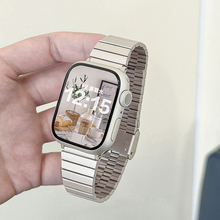【竹节小蛮腰】适用applewatch金属表带iwatchS10/9卡扣表带苹果手表SE8/7/6/5/4/3代不锈钢表带高级小众夏