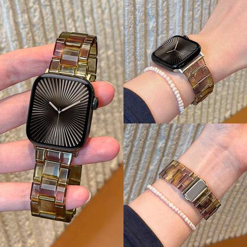 适用iWatch超轻夏日三珠树脂表带