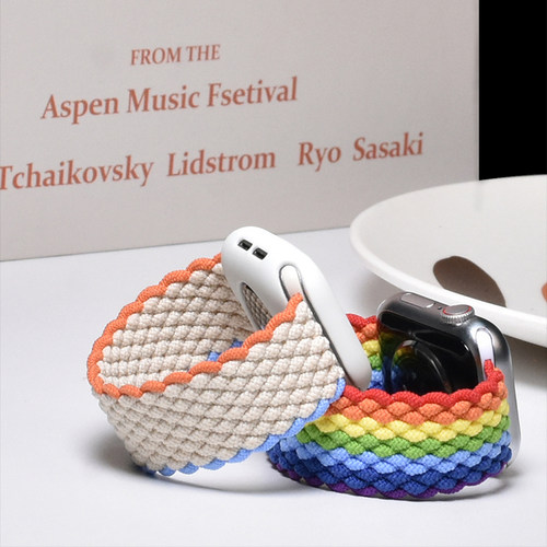 适用iwatch编织单圈表带尼龙弹力