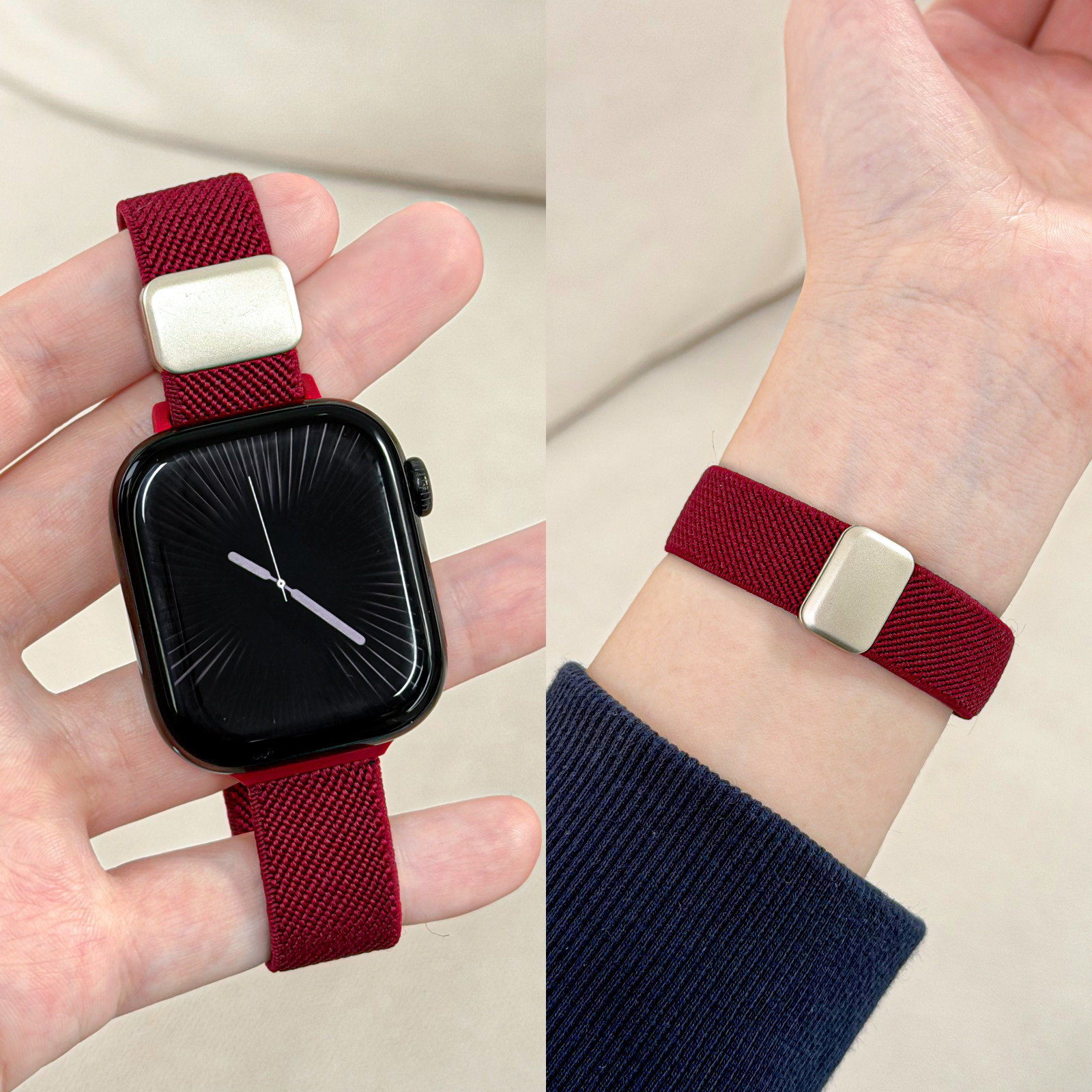 适用iwatch细款尼龙磁吸回环表带图片