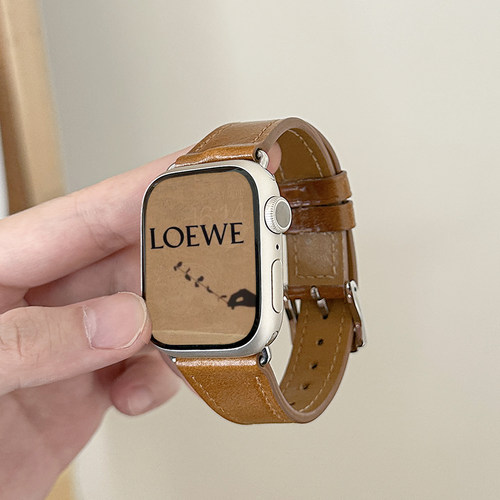 适用iwatch双面头层牛皮表带复古