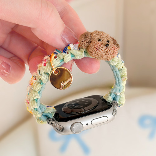 适用iwatch腮红小狗发圈细款表带