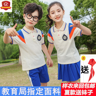 全棉 毕业照套装 小学生校服班服六一演出服幼儿园园服短袖 杏色夏季