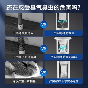 地漏防臭内芯除臭器卫生间洗衣机下水道口密封圈防反味返臭堵口器