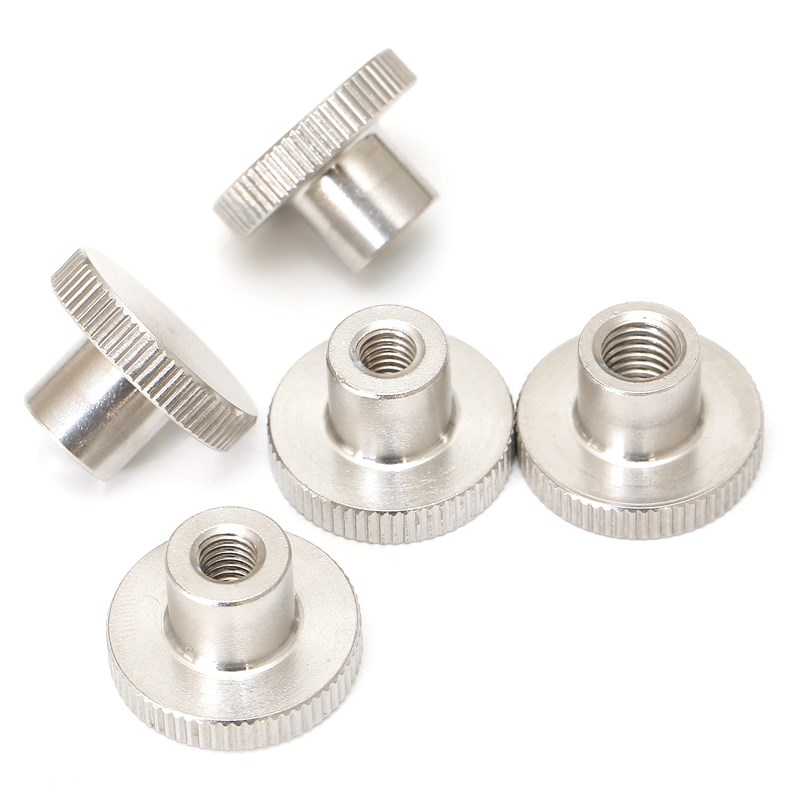 DIN466 304不锈钢高头滚花螺母手拧压H花螺帽台阶大头罗母M2-M10