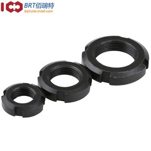 国标GB812圆螺母/开槽螺母/止退螺帽/四槽螺丝帽M10M12M16M20-M60