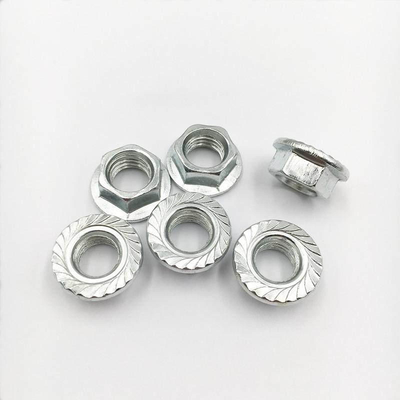 铁镀锌六a角法兰螺母 滚花面带齿防滑带垫螺帽M3M4M5M6M8M10M12M1
