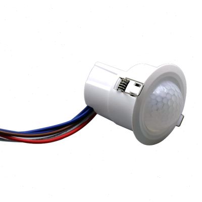 嵌入感应开关人体红外线传感器220V可调光感延时继电器12V干接点