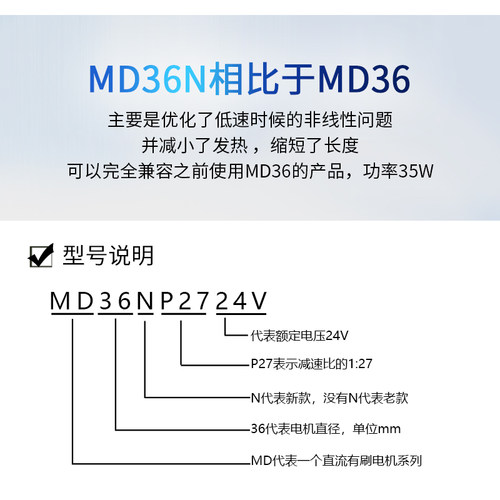 MD36行星减速电机高精度GMR编码器 24V12V低速减速带键槽轴径8mm