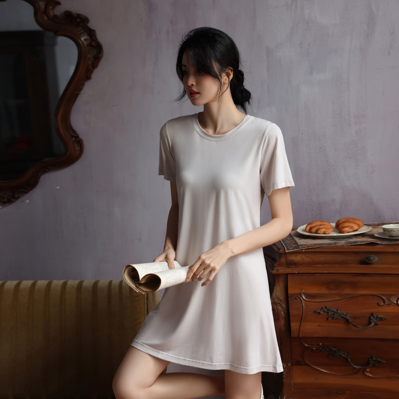 带胸垫短袖睡裙莫代尔睡衣