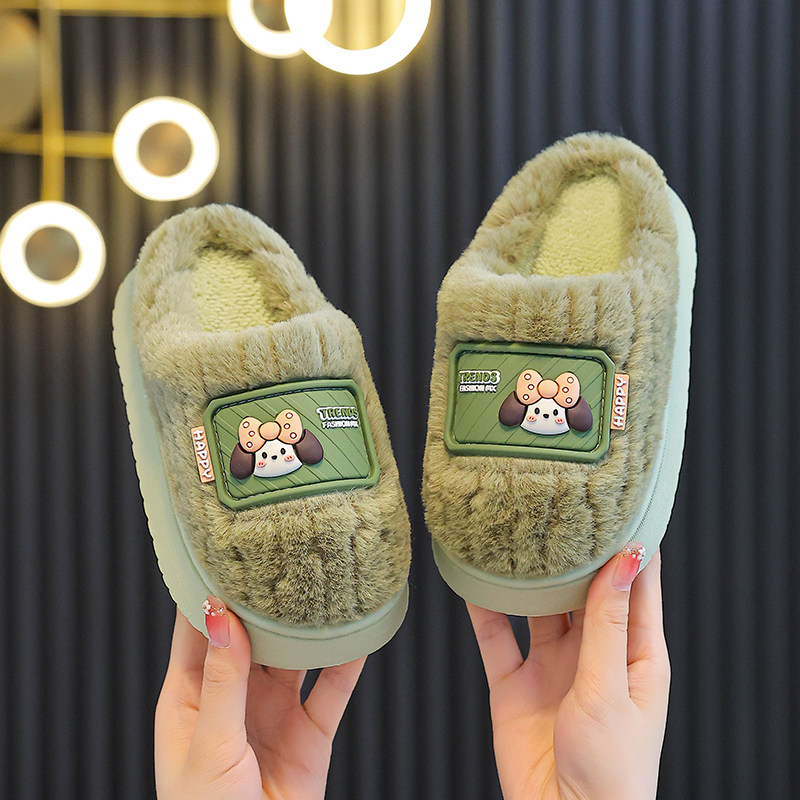儿童棉拖鞋女童2025新款冬季居家室内卡通小狗防滑厚底棉拖鞋男孩