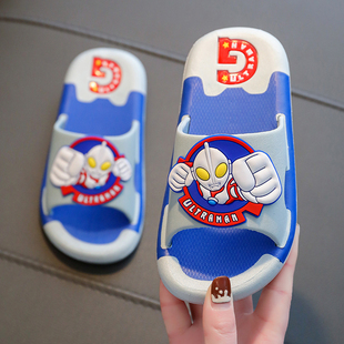 小孩洗澡浴室内防滑中大童男孩宝宝凉拖鞋 奥特曼儿童拖鞋 男童夏季
