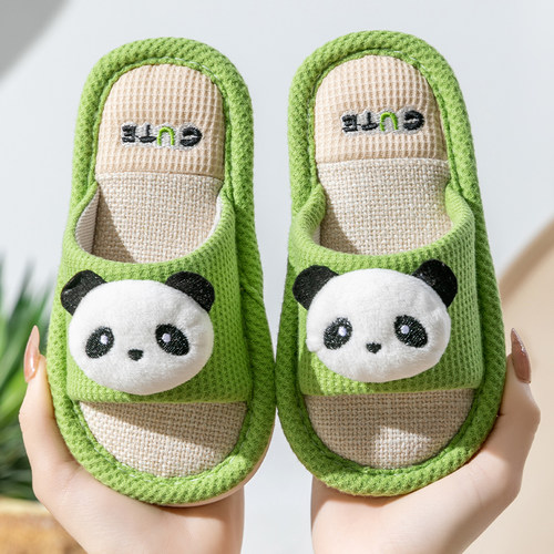 【精品】卡通儿童春秋季亚麻拖鞋