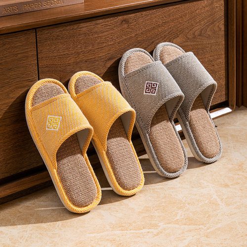 亚麻拖鞋室内地板防滑拖鞋