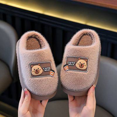 儿童棉拖鞋男童新款卡通秋冬季居家室内防滑厚底宝宝棉拖鞋女孩