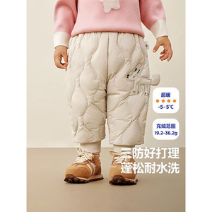 反季儿童裤子2024新款秋冬加厚男女三防高腰护肚宝宝羽绒裤折扣潮