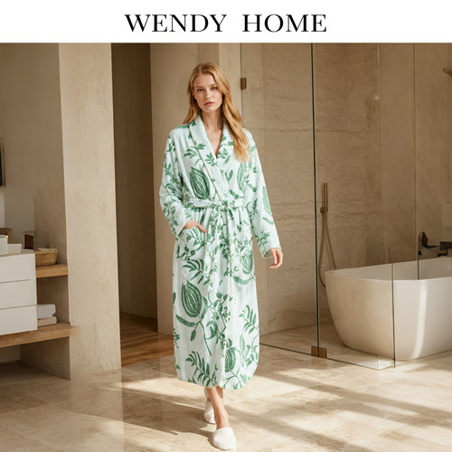 【温迪】WENDY鼠尾草浴袍珊瑚绒柔软亲肤快速吸水情侣家用裹身