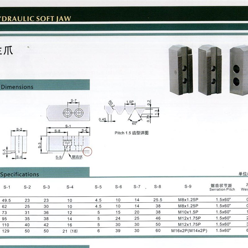 台湾标准液压三爪卡盘软爪夹头卡爪油压生I爪5寸6寸8寸10寸高品质