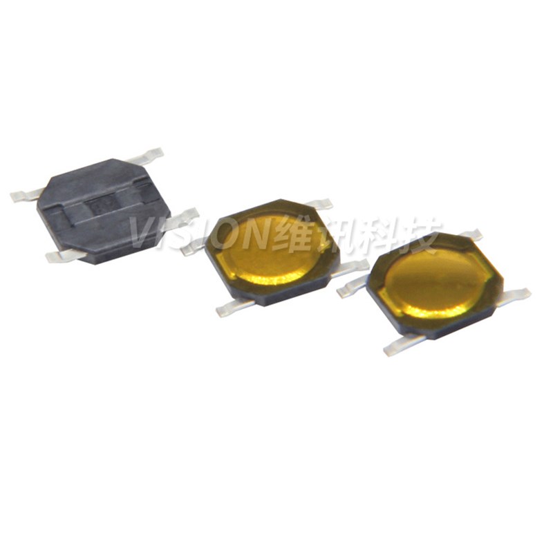 4*4*0.8MM 防水防尘 按键 四脚贴片 黄色贴膜Q 环保耐温 轻触开关