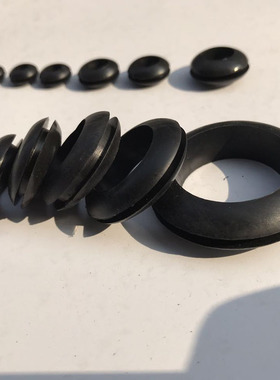 双面护线圈过线圈内径16mm黑白色PVC橡胶出线环电线保护套1000只