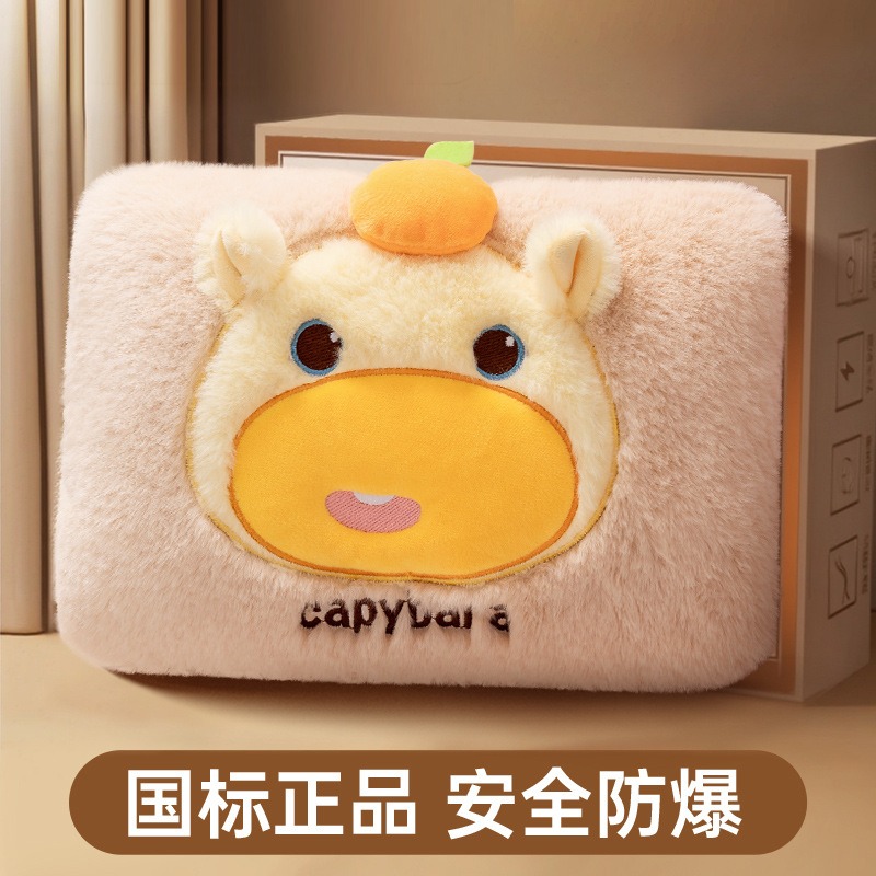 可爱卡通充电热水袋冬季创意毛绒防爆暖手宝女生用国标安全暖宝宝