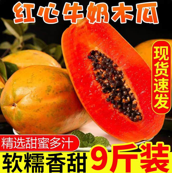 5斤广西红心木瓜 新鲜水果9斤新鲜当季青木瓜牛奶冰糖心现摘现发