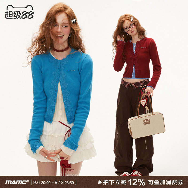 MAMC蕾丝花边长袖针织开衫图片