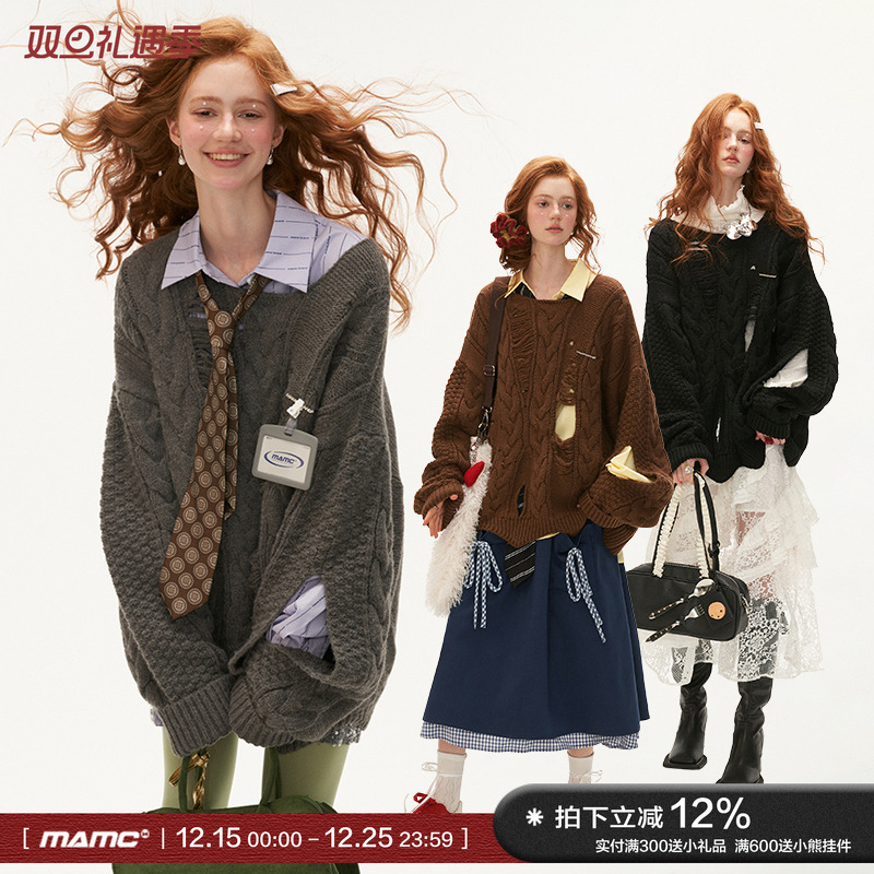 MAMC廓形破坏慵懒高级感针织衫